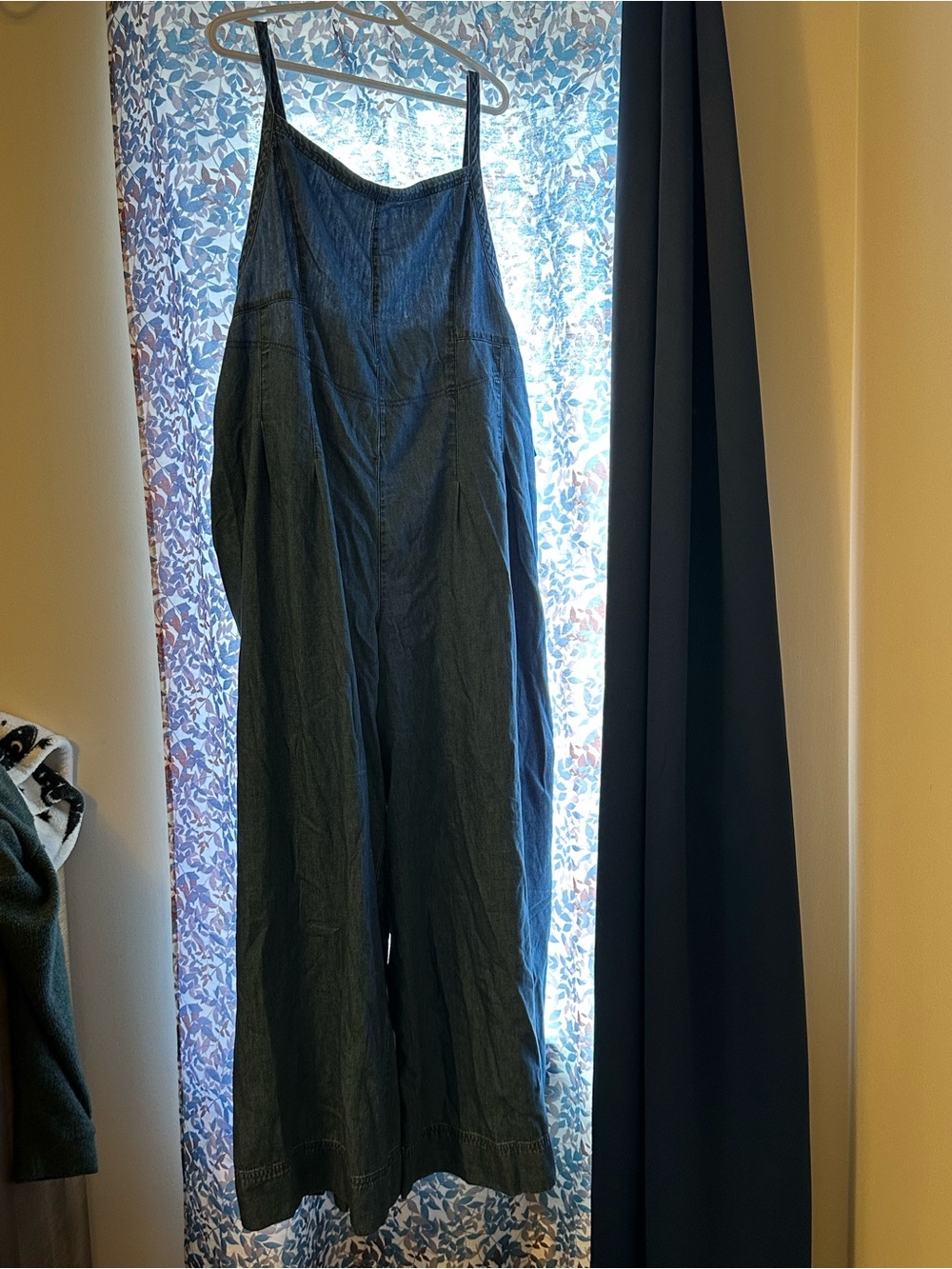 aerie Denim Wide-Leg Strappy Jumpsuit